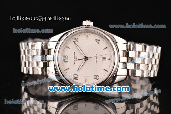 Patek Philippe Calatrava Swiss ETA 2892 Automatic Movement Full Steel with White Dial and Silver Markers - Click Image to Close